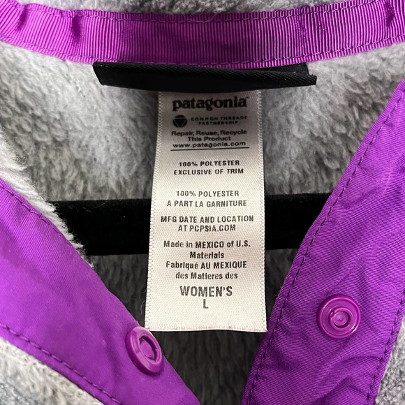 Patagonia RARE Re-Tool Snap T Fleece Pullover Gray Purple - Picture 6 of 13